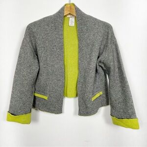 A. Ida Grey and Green Women's Wool Open‎ Cardigan Size Small